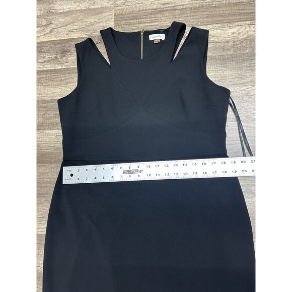 Calvin Klein Classic Sheath Dress Womens 16 Black Sleeveless Knee Length Career - Picture 8 of 12